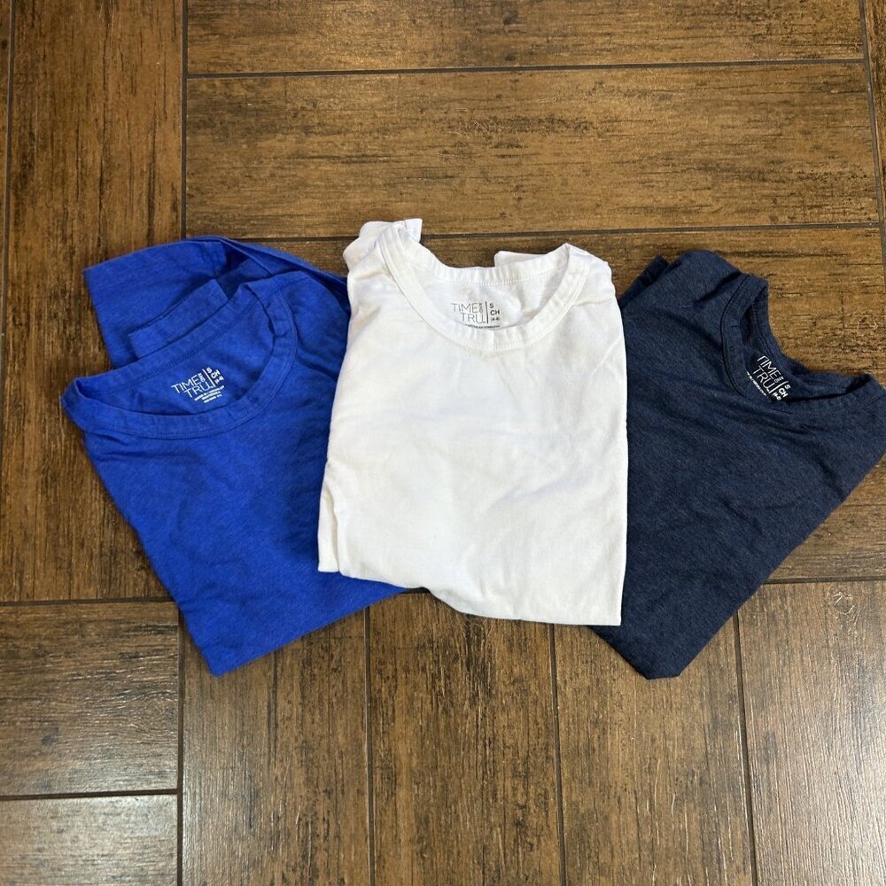 Time and Tru Women's Long Sleeve T shirt Lot of 3 Navy White Blue Size Small - Picture 4 of 7